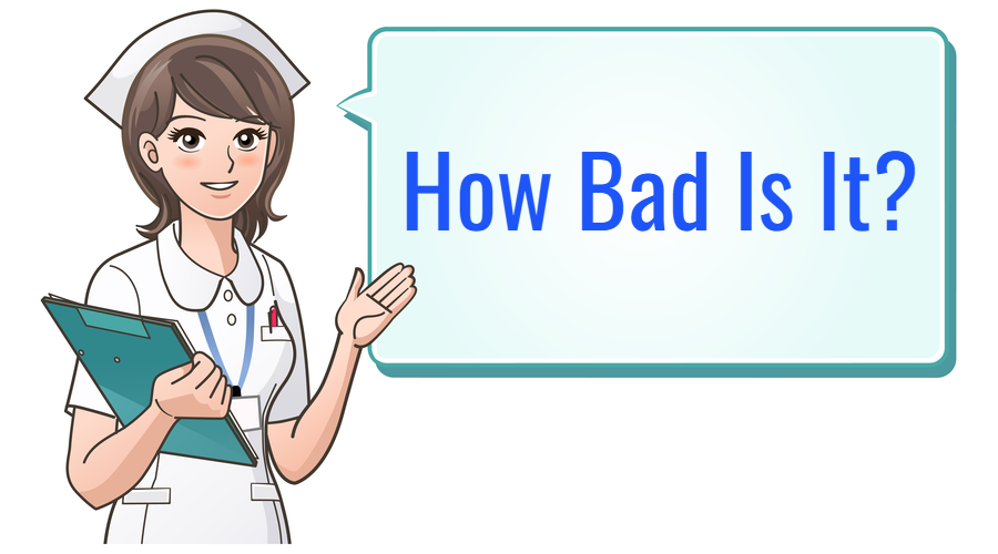 Cartoon Nurse Asking How Bad